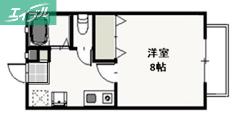 ライフベルクB(1K/2階)の間取り写真