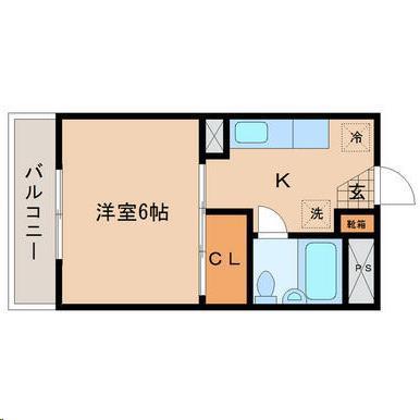 パークス柏木(1K/2階)の間取り写真