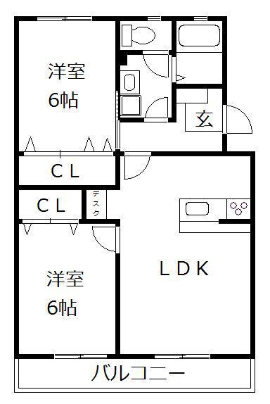 日佐ビル(2LDK/3階)の間取り写真