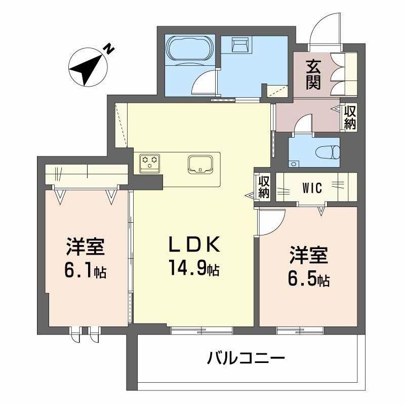 アンビエラ八事(2LDK/2階)の間取り写真