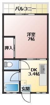ホワイトパレス(1K/1階)の間取り写真