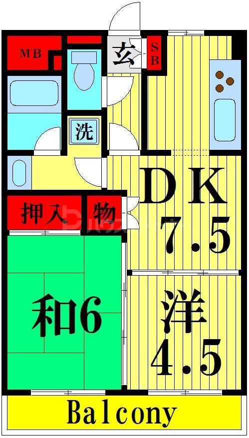プラザホワイトB(2DK/3階)の間取り写真