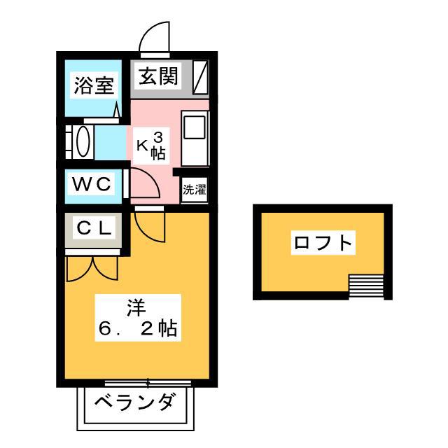 パルテネール北及 S棟(1K/2階)の間取り写真
