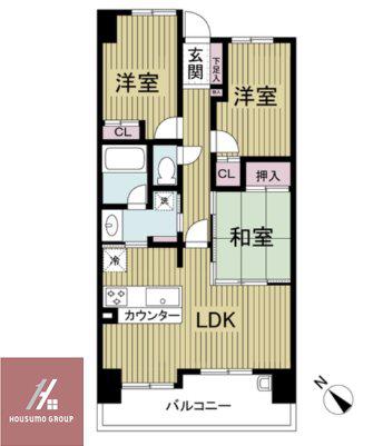 レジディア都島II(3LDK/14階)の間取り写真