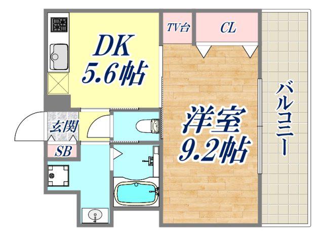 プレジール三ノ宮(1DK/6階)の間取り写真