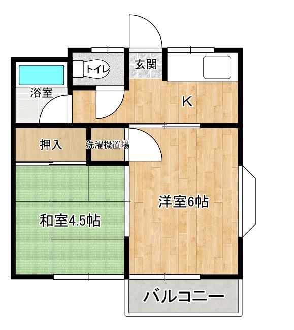 グリーンハイツ(2K/2階)の間取り写真