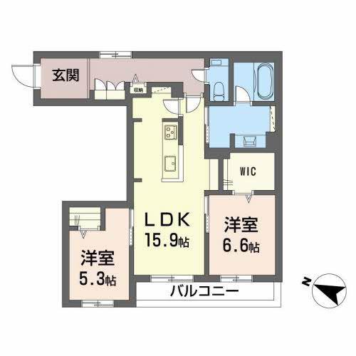 サニープレイス-K(2LDK/2階)の間取り写真