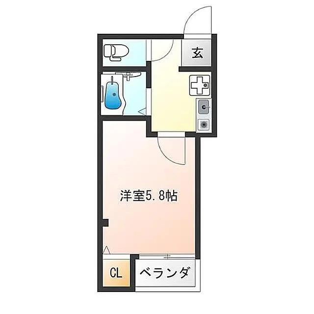 サンライズ(1K/4階)の間取り写真