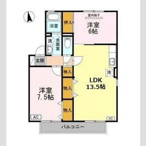 シャロームA棟(3DK/1階)の間取り写真