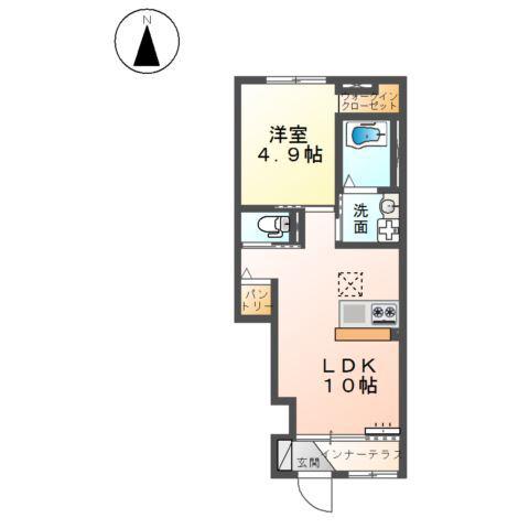 JR高崎線 本庄駅 徒歩22分 2階建 築5年(1LDK/1階)の間取り写真