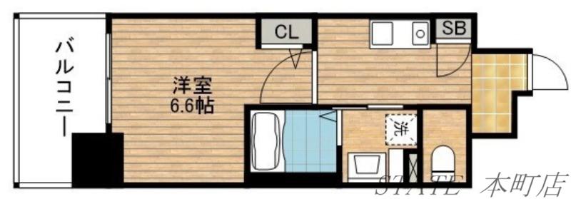 クリスタルブライト谷町(1K/11階)の間取り写真