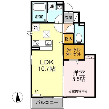サンパティー盛南(1LDK/1階)の間取り写真