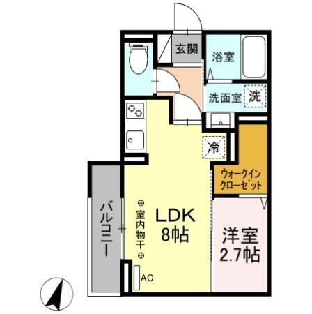 コラージュくりた(1LDK/2階)の間取り写真