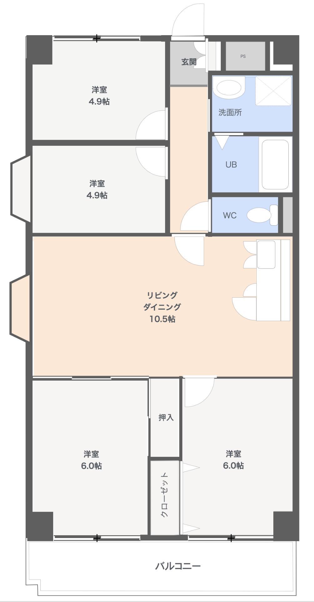 グランブリック水戸(4LDK/1階)の間取り写真