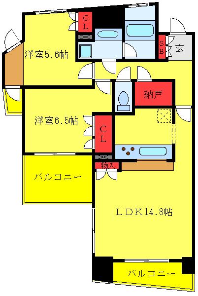 板橋仲宿パーク・ホームズ(2LDK/5階)の間取り写真
