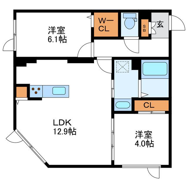 アルファスクエアドミニオン北18条(2LDK/3階)の間取り写真