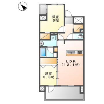 CASA VIA(2LDK/4階)の間取り写真