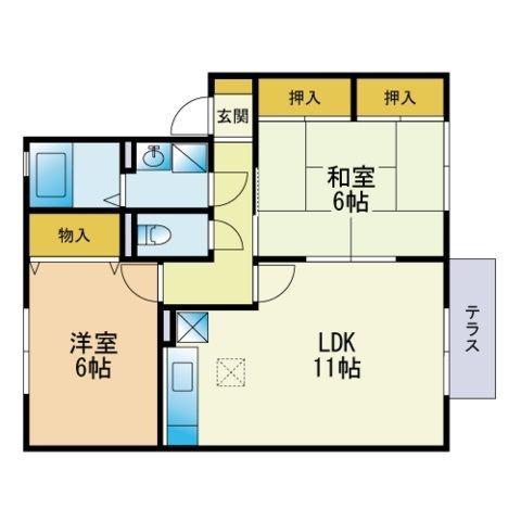 リッツハウス(2LDK/1階)の間取り写真