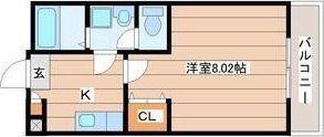 クレフラスト原ノ町(1K/1階)の間取り写真