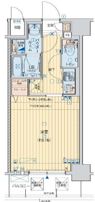 エグゼ大阪ドームII(1K/2階)の間取り写真