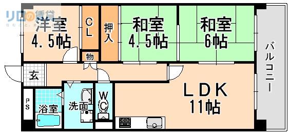 ノイハウス宝塚(3LDK/3階)の間取り写真