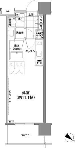 パークハビオ渋谷神山町(ワンルーム/8階)の間取り写真