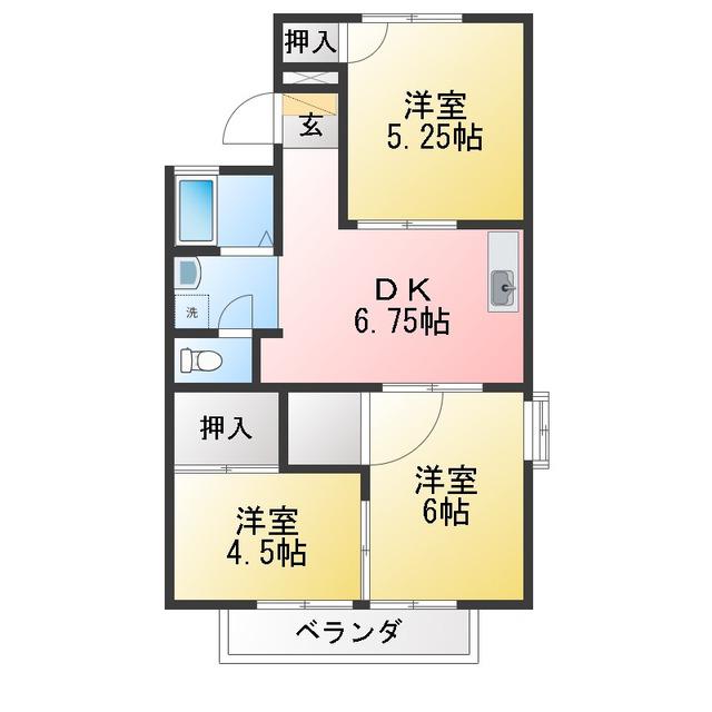 エスポワ清水(3DK/2階)の間取り写真
