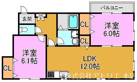 リベルタ エテルナ(2LDK/3階)の間取り写真