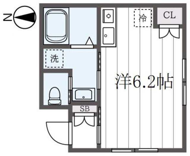 CUBE KASUYA(ワンルーム/1階)の間取り写真