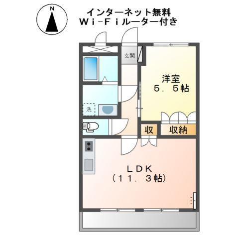 エーデルハイム(1LDK/2階)の間取り写真