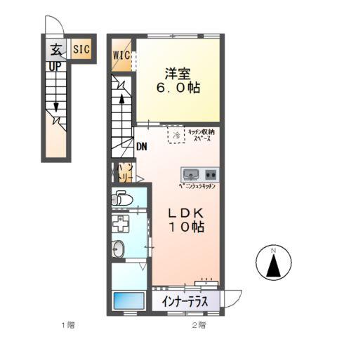 ドマーニ III(1LDK/2階)の間取り写真