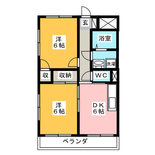 クローネ川口(2DK/1階)の間取り写真