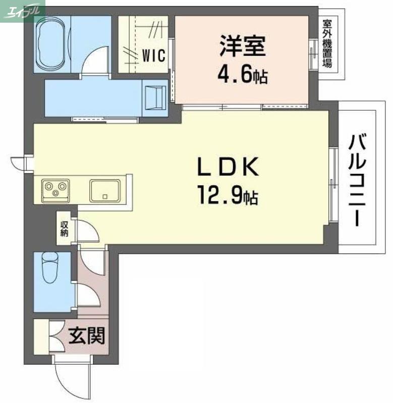 ユーグレイス東島田(1LDK/3階)の間取り写真