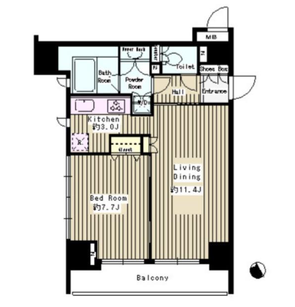 パークルージュ赤坂檜町(1LDK/9階)の間取り写真