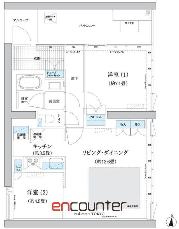 ガーデニエール砧 ウエスト(2LDK/7階)の間取り写真