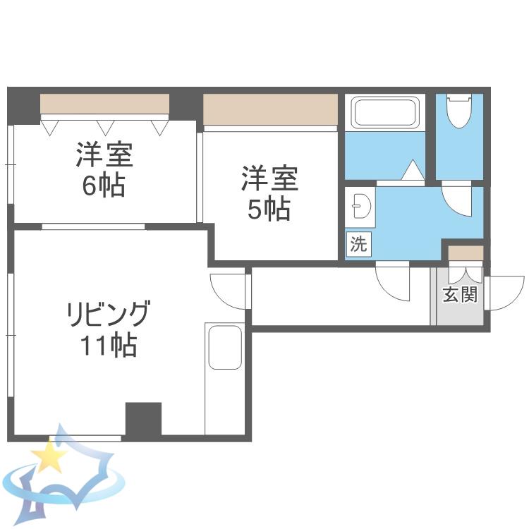 COMFORT(2LDK/2階)の間取り写真