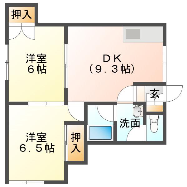 サンハイツEF(2DK/2階)の間取り写真