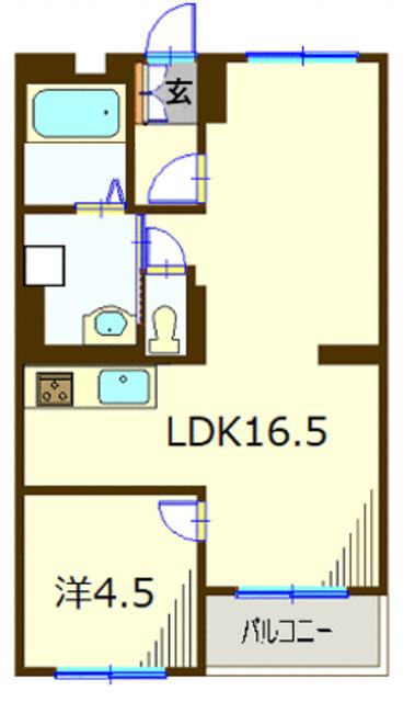 小峰ハイツ(1LDK/2階)の間取り写真