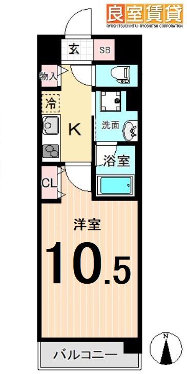 レジデンシア尾頭橋駅前(1K/11階)の間取り写真