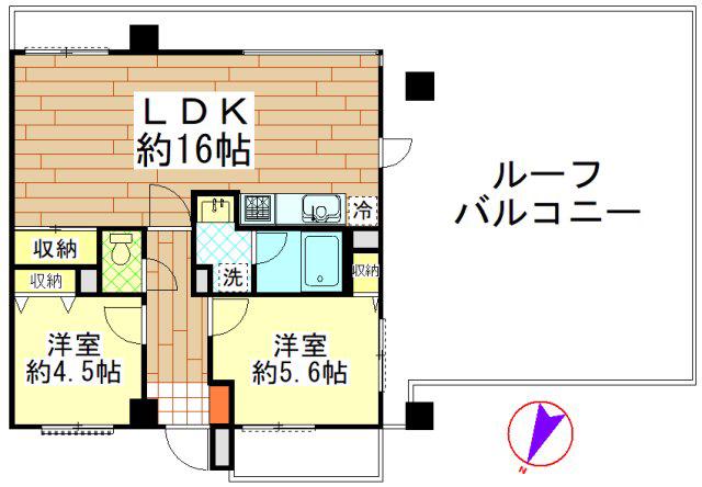 ライオンズマンション稲毛第2(2LDK/5階)の間取り写真