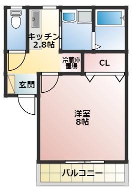 ライム磐田A(1K/1階)の間取り写真