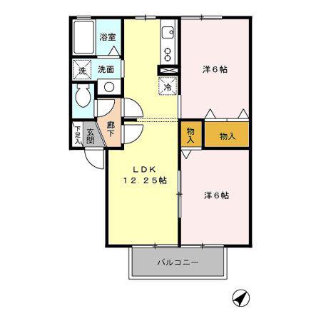 グランサリックスC棟(2LDK/2階)の間取り写真