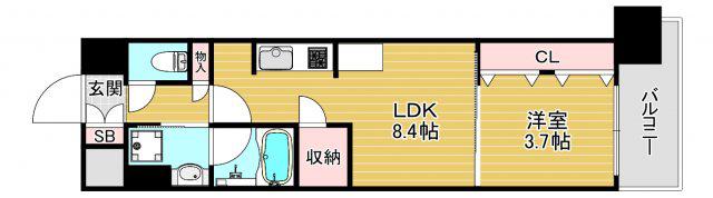 アーバネックス同心II(1LDK/9階)の間取り写真