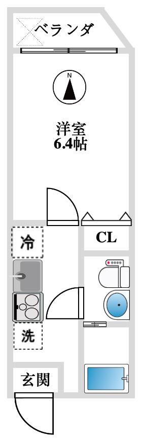 オークレスト小岩(1K/2階)の間取り写真