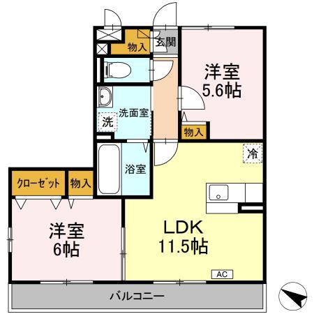 メゾン・アムール壱番館(2LDK/3階)の間取り写真