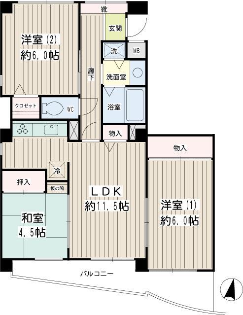 レーベンス松風(3LDK/3階)の間取り写真