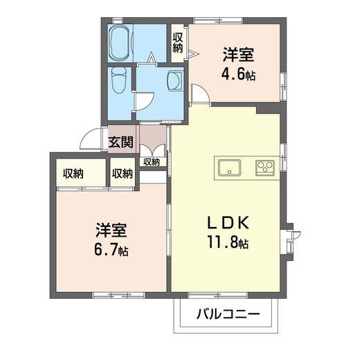 アビタシオンKY(2LDK/2階)の間取り写真