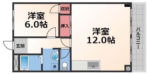 プリンストン布施(1LDK/9階)の間取り写真