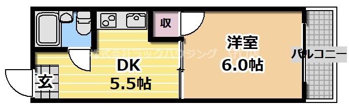 プラザハイツ大西(1DK/4階)の間取り写真