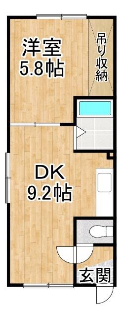 ハイツひまわり(1DK/2階)の間取り写真